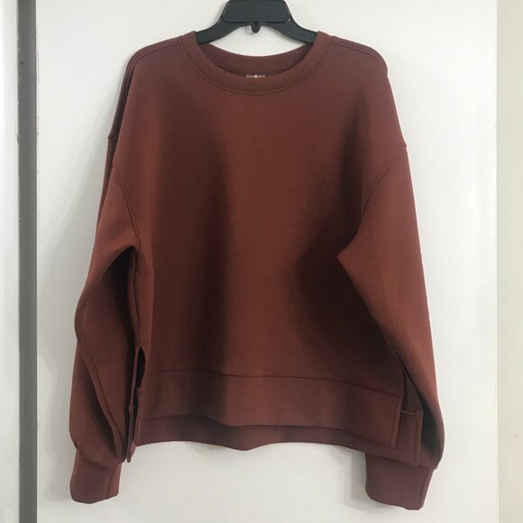 Calia Women's Soft Scuba Crew Sweatshirt in Red Brown NWT - Picture 3 of 16